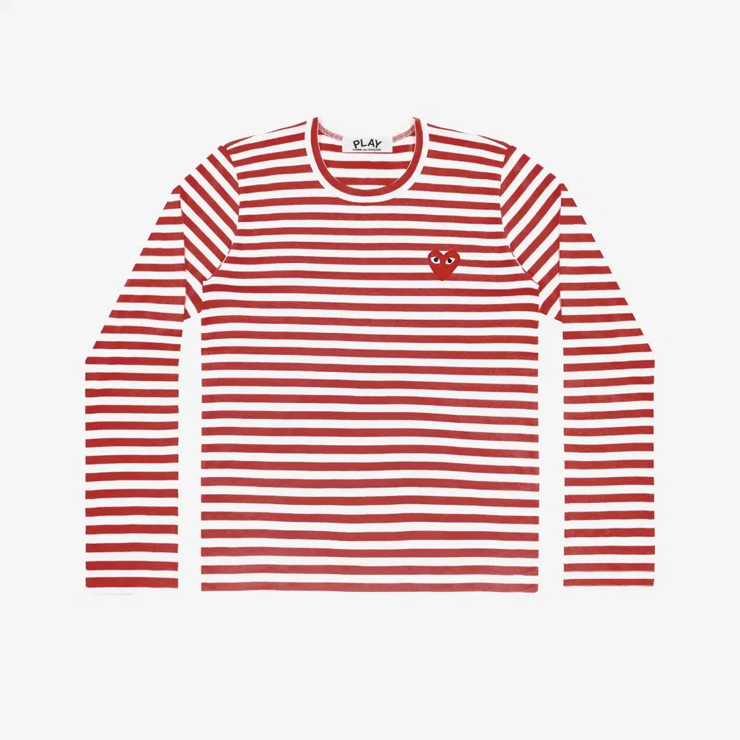 Comme des Garcons Play Comme des Garcons Striped LS T-Shirt Red White