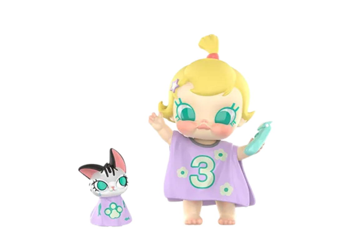 Pop Mart (เช็คการ์ด) Pop Mart I Am Your Barber Milk Lover (Baby Molly & Baby Tabby Series Fridge Magnet Blind Box) Multicolor