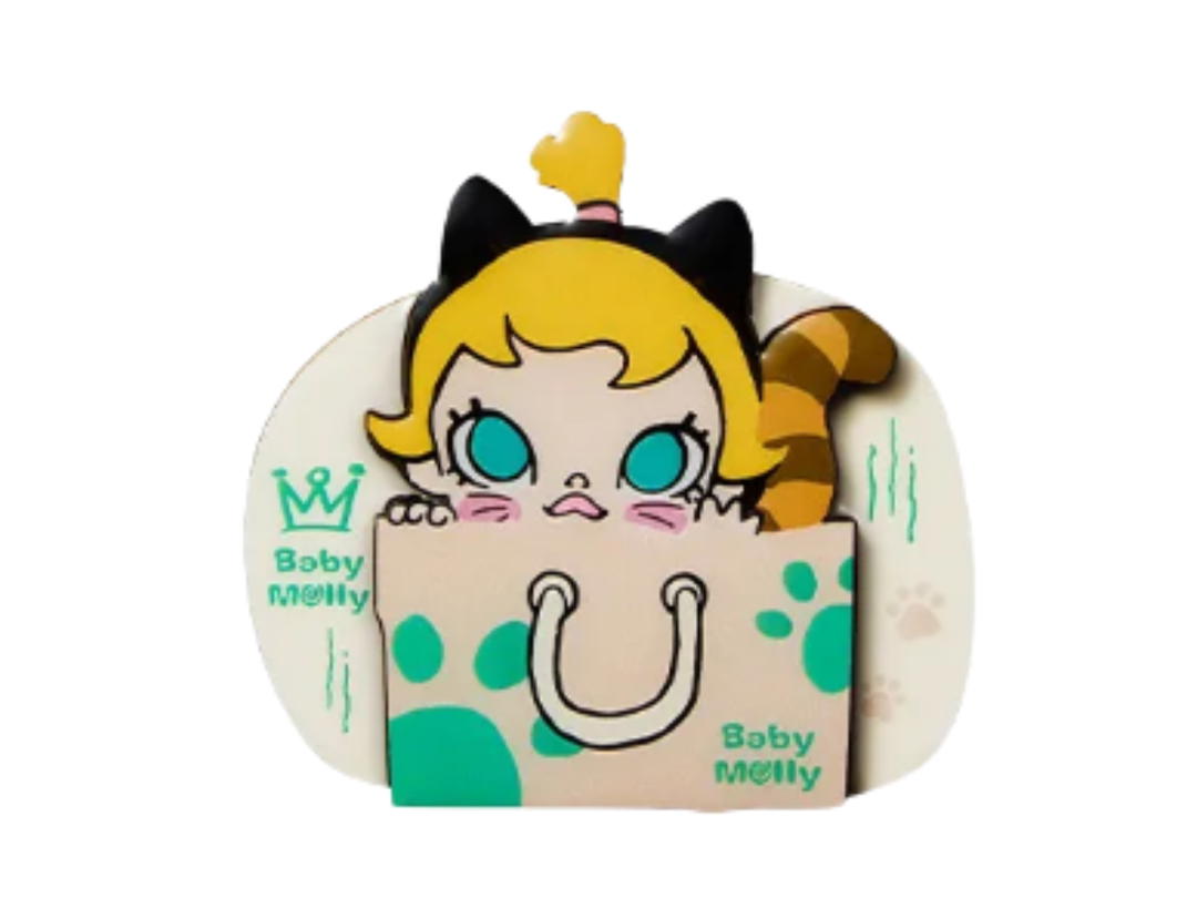 Pop Mart (เช็คการ์ด) Pop Mart Paper Bag Obsession (Baby Molly & Baby Tabby Series Fridge Magnet Blind Box)