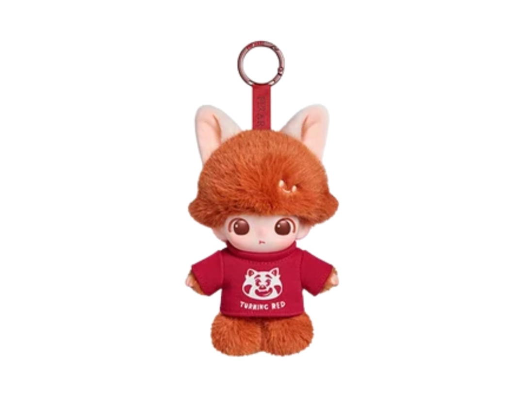 Pop Mart (เช็คการ์ด) Pop Mart Red Panda Mei Dimoo World X Pixar Series- Vinyl Plush Pendant Blind Box