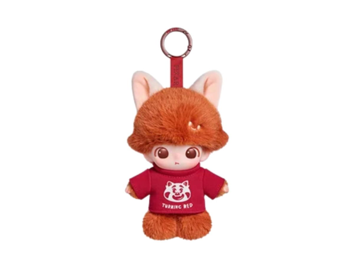 Pop Mart (เช็คการ์ด) Pop Mart Red Panda Mei Dimoo World X Pixar Series- Vinyl Plush Pendant Blind Box