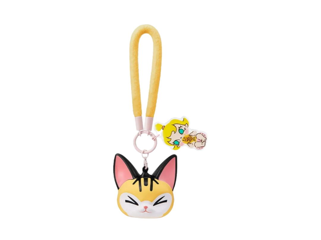 Pop Mart (เช็คการ์ด) Pop Mart Sneak A Bite Baby Molly & Baby Tabby Series-Pinch Pendant Blind Box Multicolor