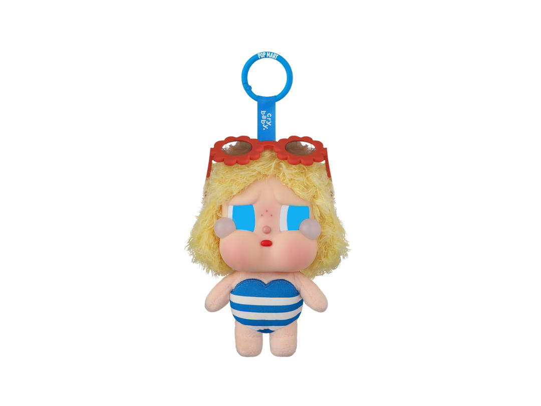 Pop Mart (เช็คการ์ด) Pop Mart Sunbathing Crybaby Vacation Mode On Series-Vinyl Plush Pendant Blind Box