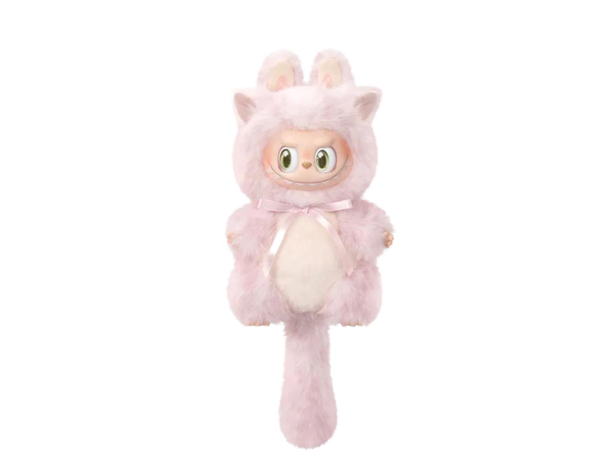 Pop Mart (เช็คการ์ด) Pop Mart Strawberry Kitty The Monsters Cat Mode On Series - Vinyl Plush Pendant Blind Box
