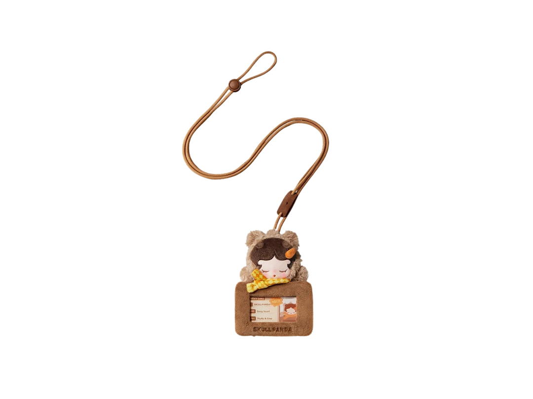 Pop Mart (เช็คการ์ด) Pop Mart Skullpanda - Snug Scarf Pop Bean Fluffy & Cozy Series-Card Holder Pendant Blind Box