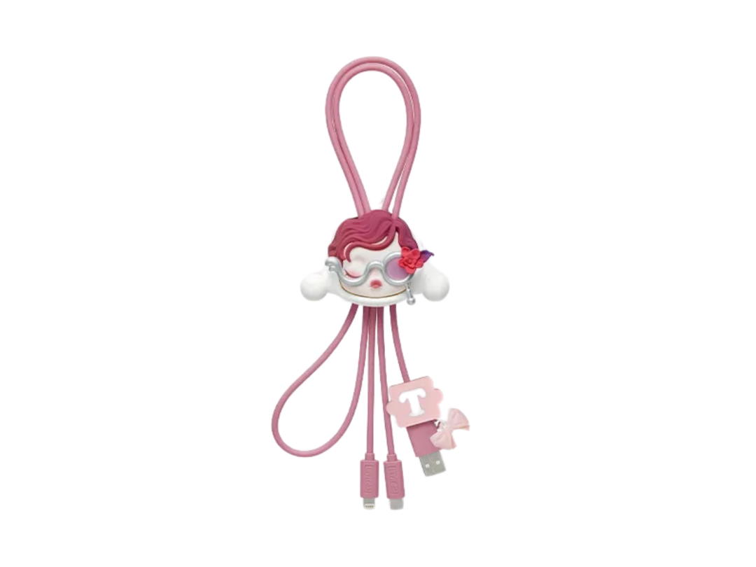 Pop Mart (เช็คการ์ด) Pop Mart Tranquility Blossom (Super Secret Edition) Hand In Hand Series-2 In 1 Cable Blind Box Multicolor