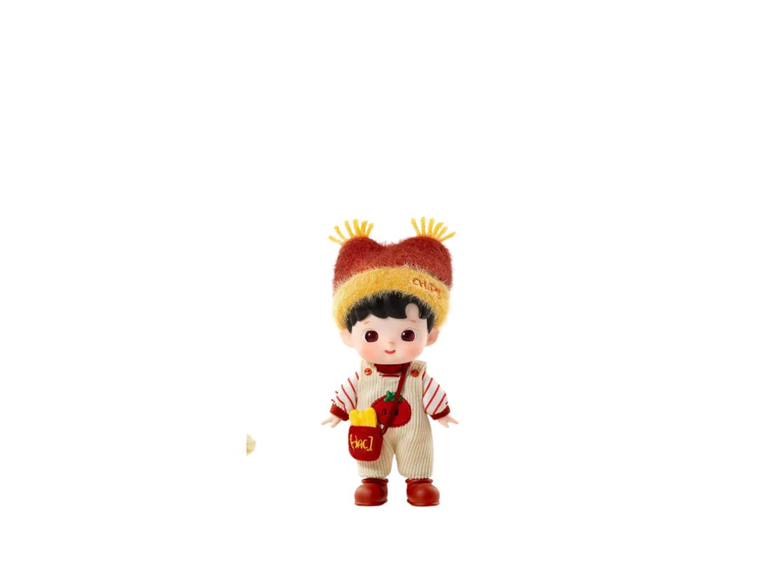 Pop Mart (เช็คการ์ด) Pop Mart Tomato French Fries Hacipupu Little Foodie Series 1/12 Action Figure