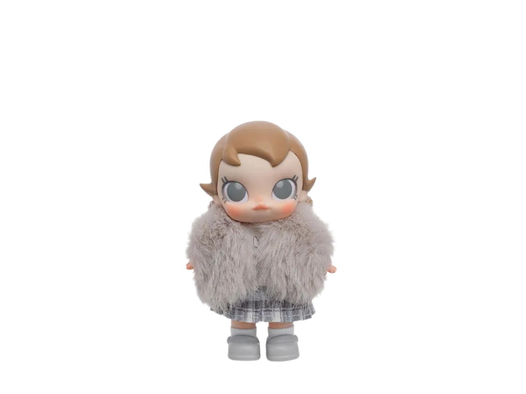 Pop Mart (เช็คการ์ด) Pop Mart The First Snowflake Baby Molly Winter Fit Check Series-Vinyl Plush Pendant Blind Box