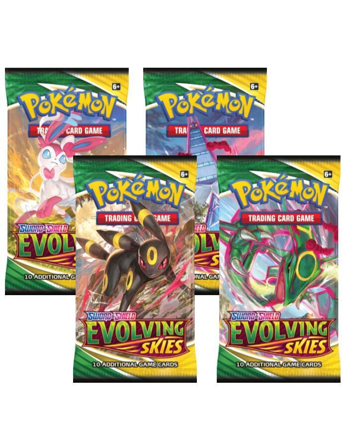 Pokemon Pokemon Evolving Skies Booster Pack Art Bundle [Set of 4] - SWSH07: Evolving Skies (EN)