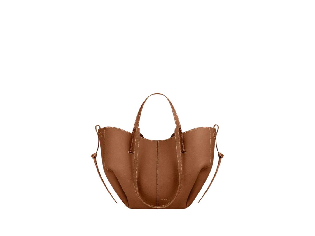 Polene Polene Cyme Mini In Italian Full-Grain Textured Calf Leather Camel