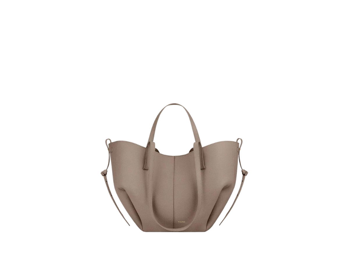 Polene Polene Cyme Mini In Italian Full-Grain Textured Calf Leather Taupe