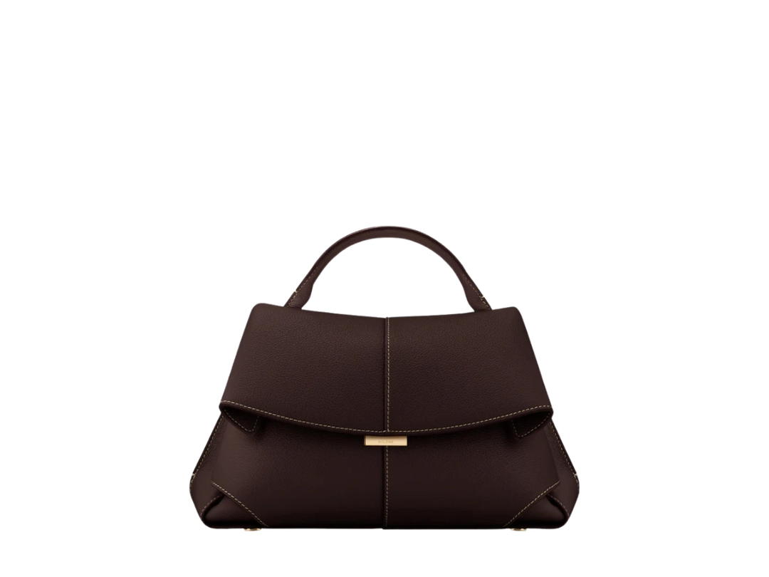 Polene Polene Mokki In Grain Smooth And Textured Calf Leathers Ebony
