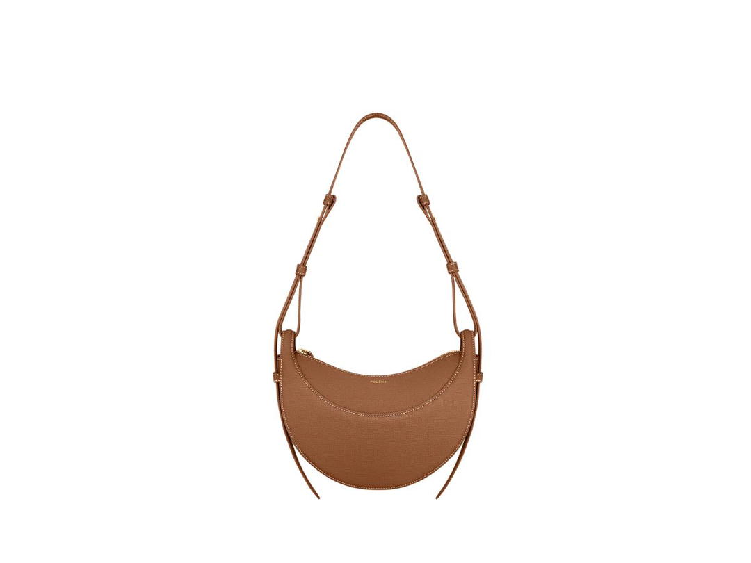 Polene Polene Numéro Dix In Italian Full-Grain Smooth Calf Leather Camel