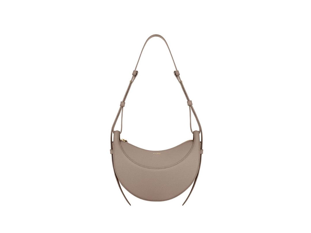 Polene Polene Numéro Dix In Italian Full-Grain Smooth Calf Leather Taupe