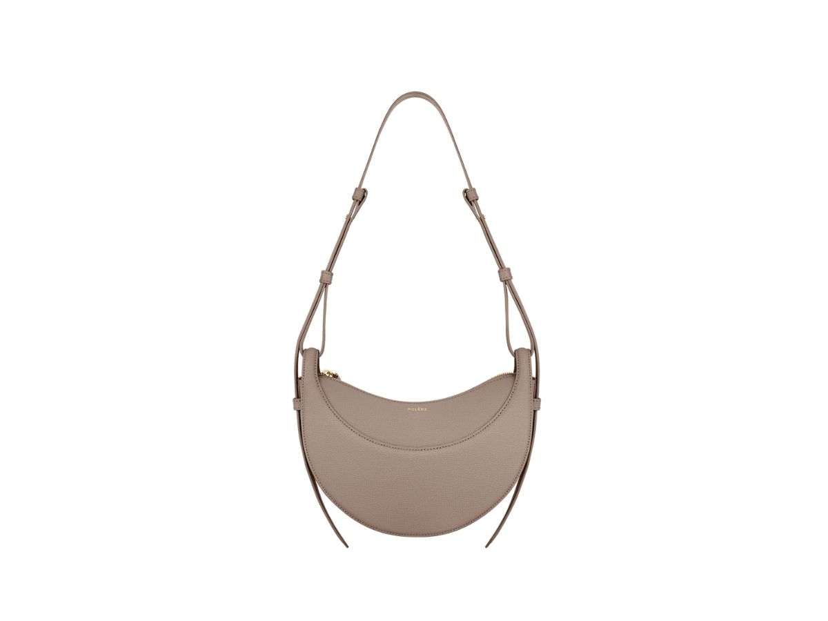 Polene Polene Numéro Dix In Italian Full-Grain Smooth Calf Leather Taupe