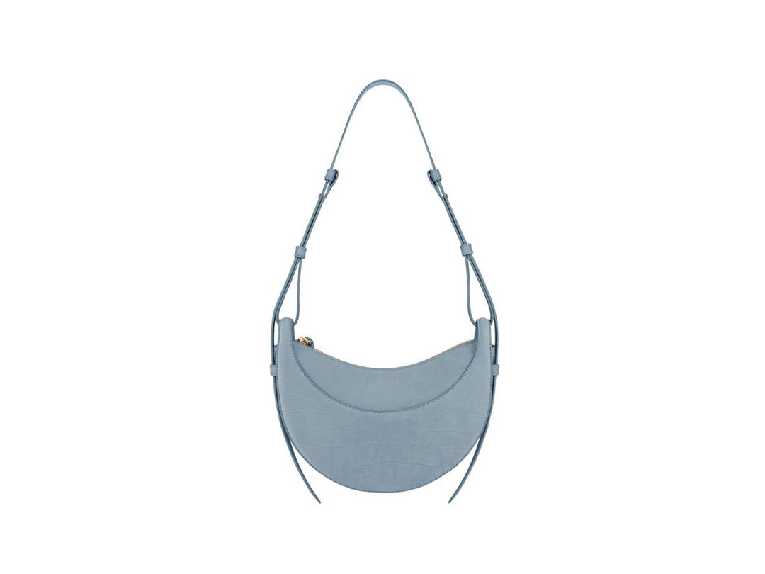 Polene Polene Numéro Dix In Italian Nubuck Calf Leather With Crocodile Embossing Nubuck Polar