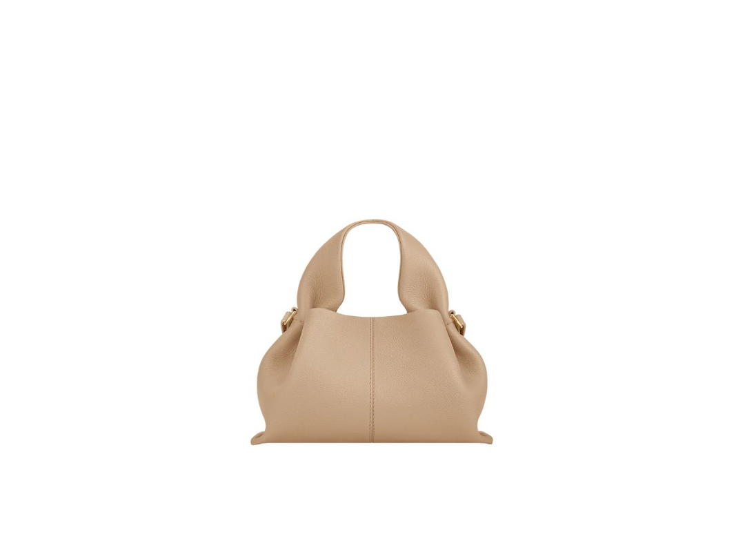 Polene Polene Numéro Neuf Mini In Italian Full-Grain Textured Calf Leather Beige