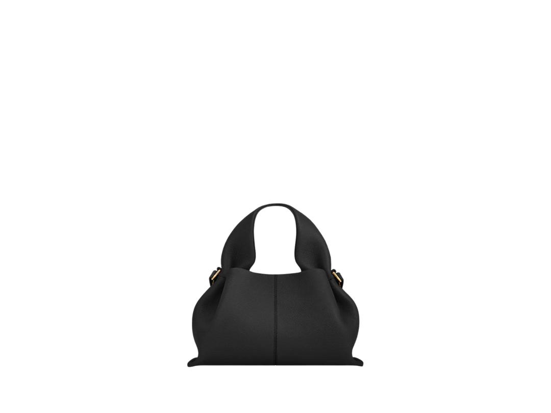 Polene Polene Numéro Neuf Mini In Italian Full-Grain Textured Calf Leather Black