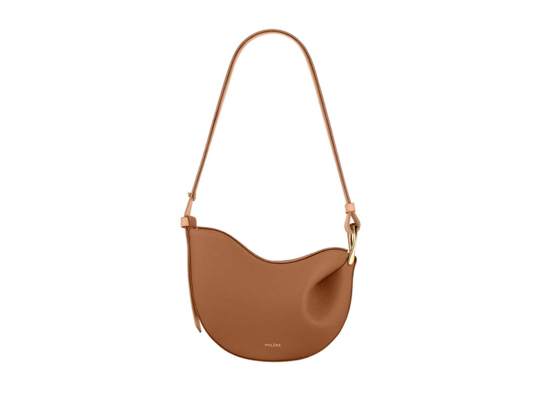 Polene Polene Tonca In Smooth Full Grain Textured Calf Leathers With Gold-Plated Stainless Steel Buckle Camel