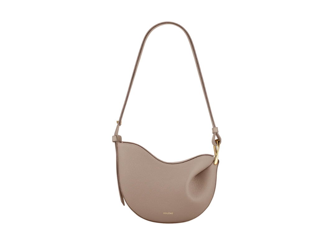 Polene Polene Tonca In Smooth Full Grain Textured Calf Leathers With Gold-Plated Stainless Steel Buckle Taupe