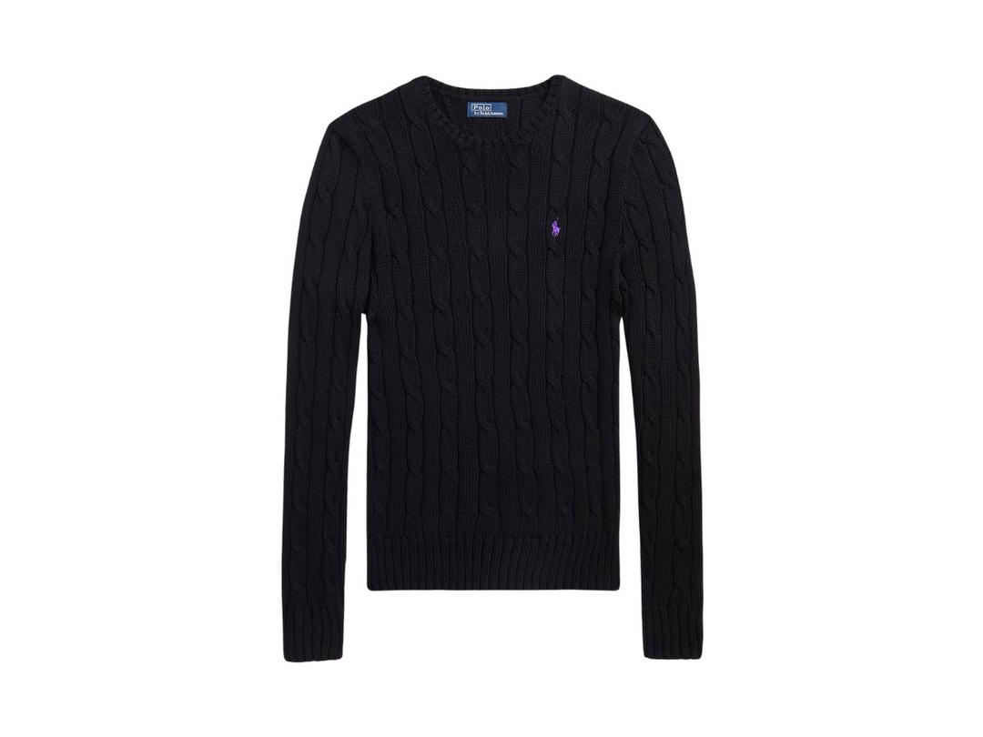 Polo Ralph Lauren Polo Ralph Lauren Cable-Knit Cotton Crewneck Sweater Black (W)