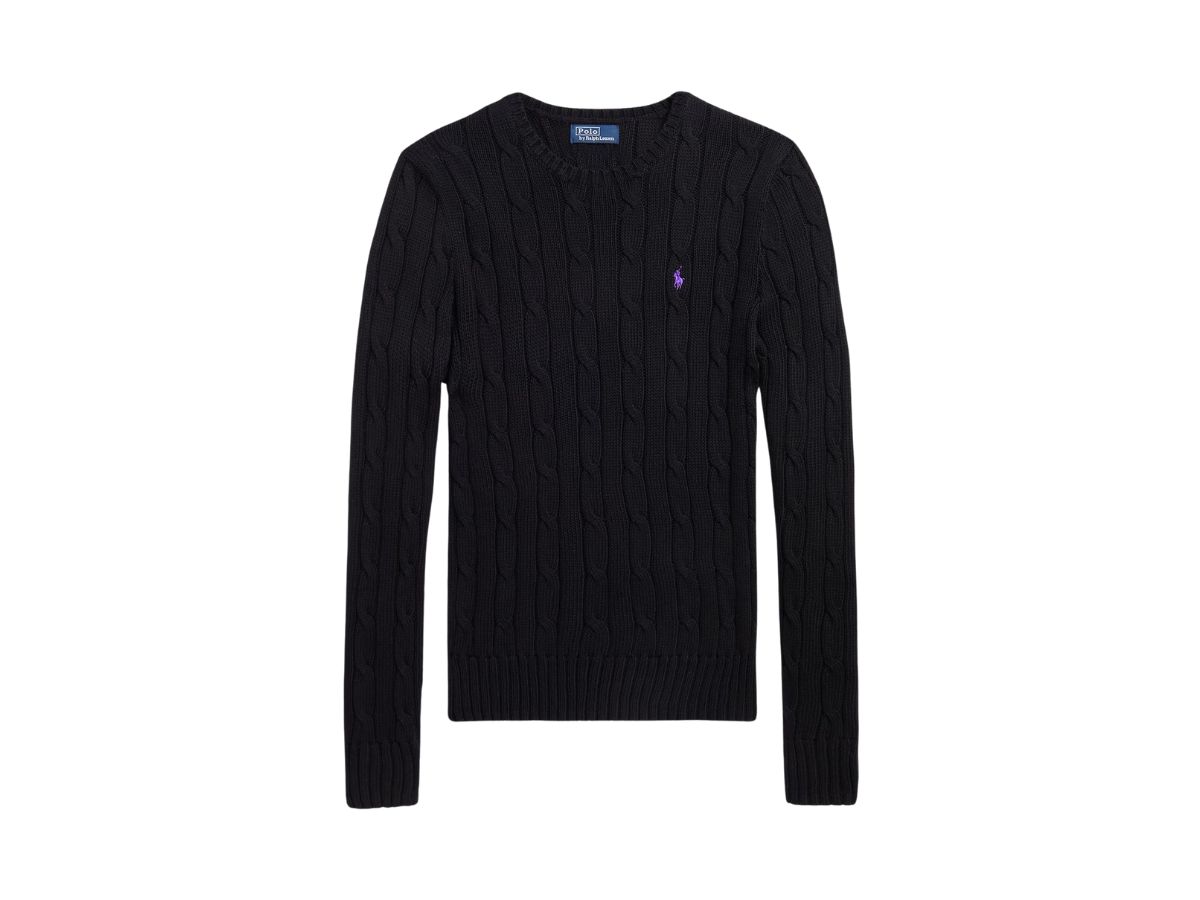 Polo Ralph Lauren Polo Ralph Lauren Cable-Knit Cotton Crewneck Sweater Black (W)