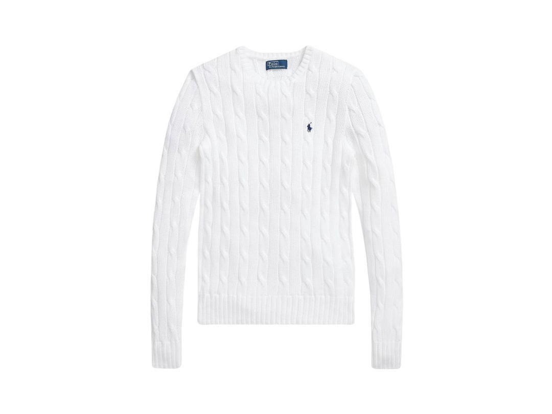 Polo Ralph Lauren Polo Ralph Lauren Cable-Knit Cotton Crewneck Sweater White (W)