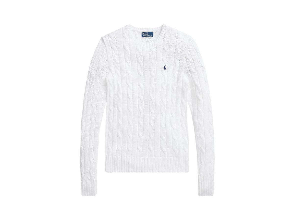 Polo Ralph Lauren Polo Ralph Lauren Cable-Knit Cotton Crewneck Sweater White (W)