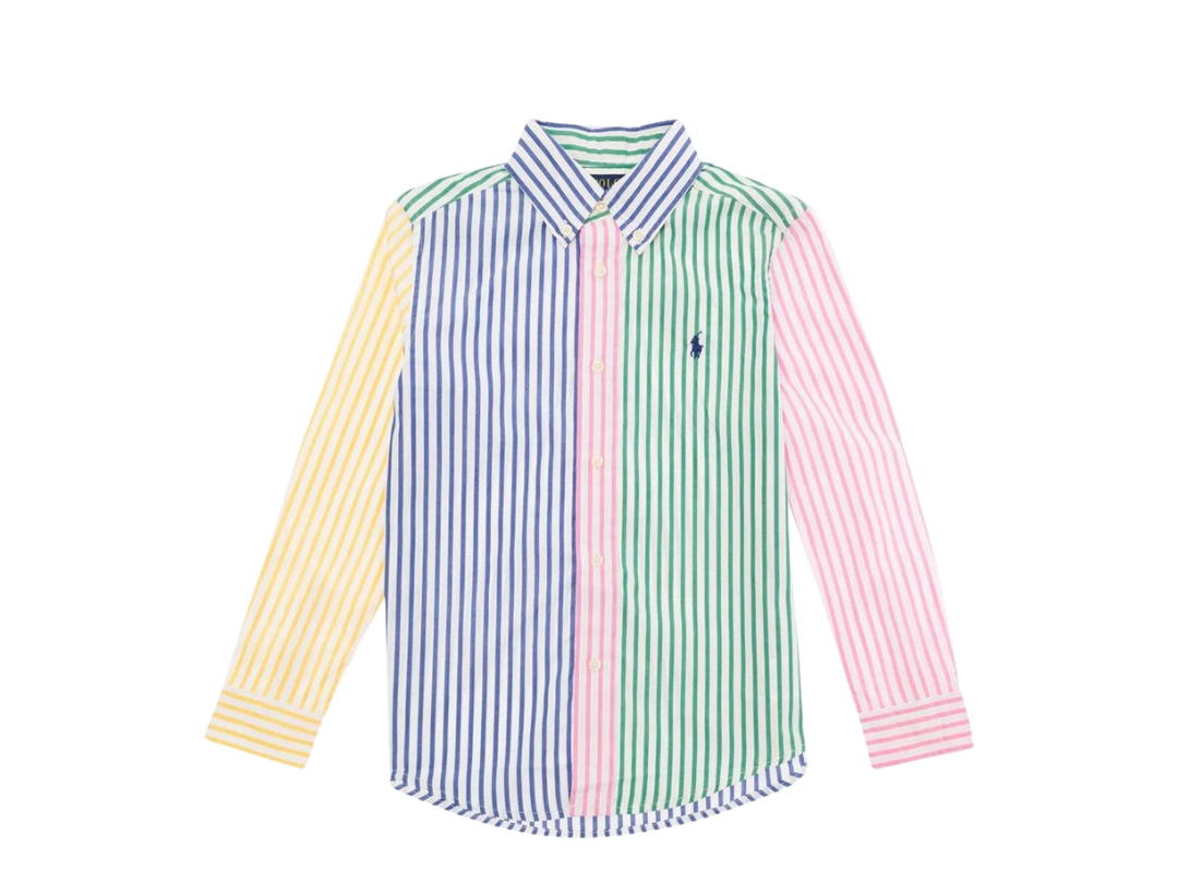 Polo Ralph Lauren Polo Ralph Lauren Kids Logo Embroidered Striped Colourblock Shirt