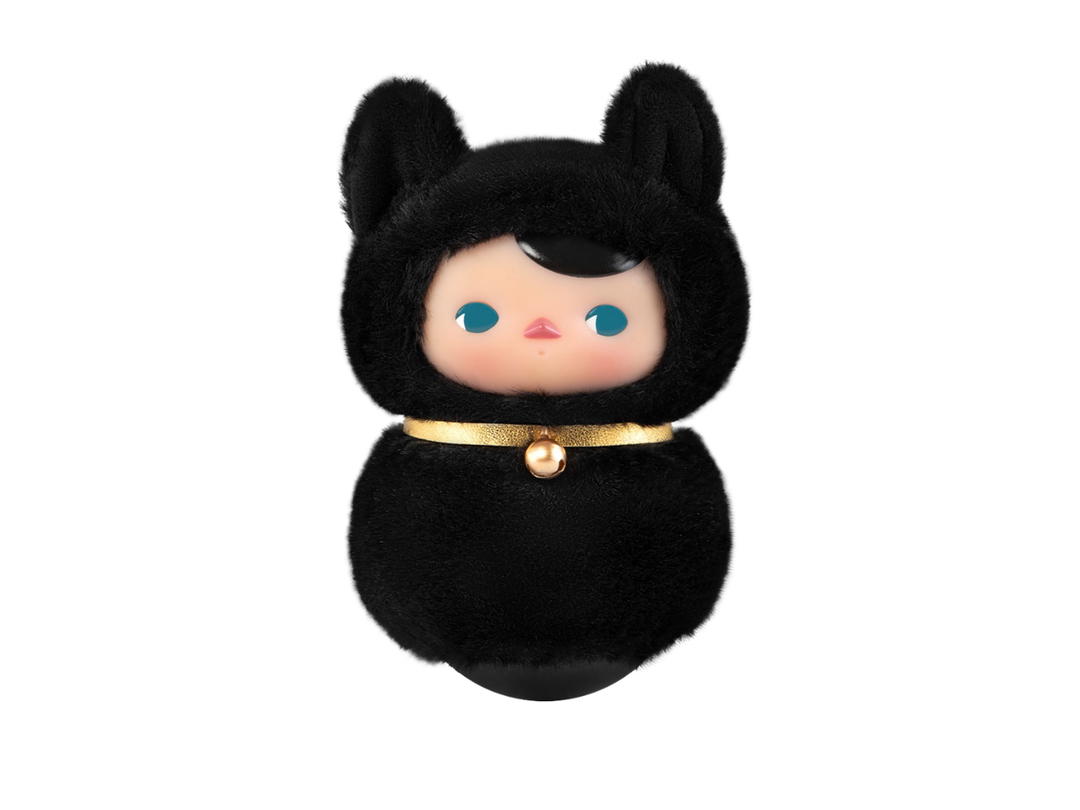 Pop Mart (เช็คการ์ด) Pop Mart Black Cat (Pucky Roly-Poly Kitty Series-Vinyl Plush Blind Box)
