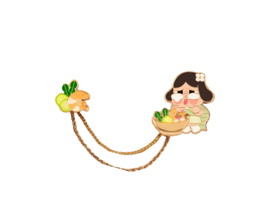 Pop Mart (เช็คการ์ด) Pop Mart ENJOYING TOM YUM SOUP (Crybaby Hello Thailand Series-Badge Blind Box)
