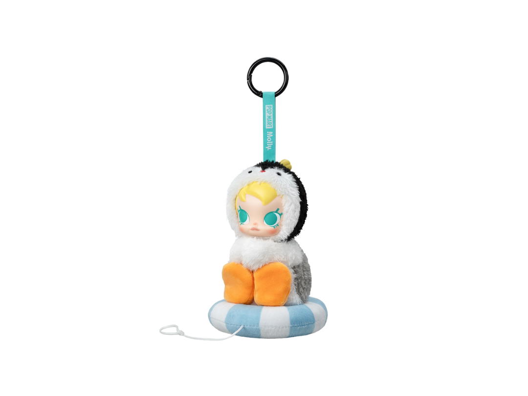 Pop Mart (เช็คการ์ด) Pop Mart Little Fishing Boat (Baby Molly × Pingu Happy Fishing Series-Vinyl Plush Pendant Blind Box)