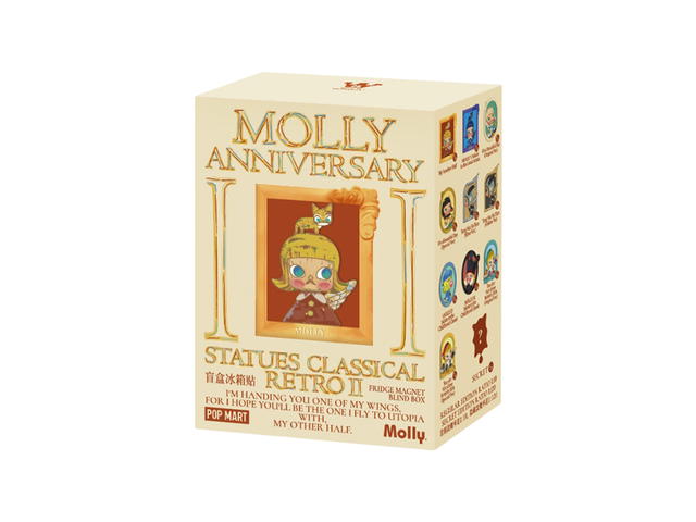 Pop Mart (เช็คการ์ด) Pop Mart Tong Niu Fei Tian (Silver Ver.) Molly Anniversary Statues Classical Retro 2 Series-Fridge Magnet Blind Box - view 2