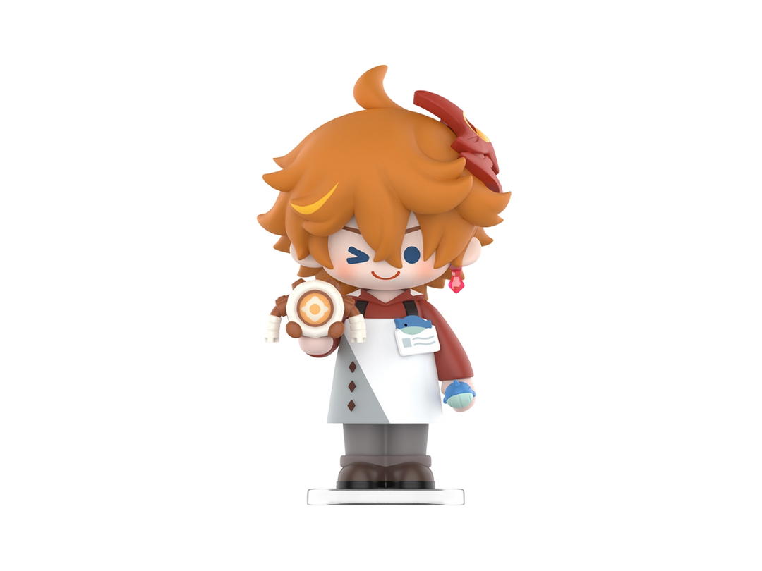 Pop Mart (เช็คการ์ด) Pop Mart Toy Seller Tartaglia (Genshin Impact Dress-Up Dreams Themed Chibi Series Figures)