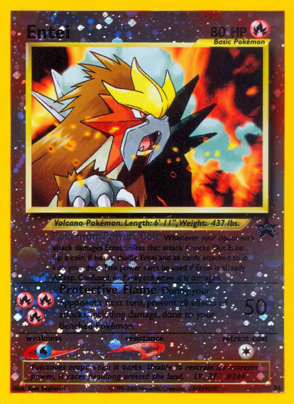 Pokemon Pokemon Entei PROMO [PR 34] Base "Wizards Black Star Promos" [ReverseHolo] (EN)