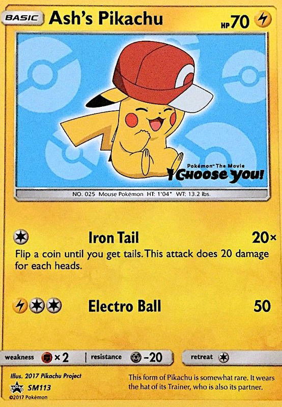 Pokemon Pokemon Ash's Pikachu PROMO [PR-SM SM113] Sun & Moon "SM Black Star Promos" (EN)