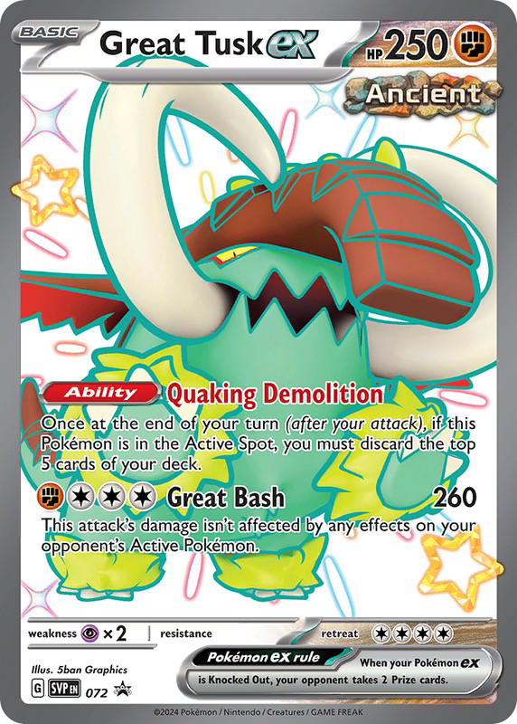 Pokemon Pokemon Great Tusk ex PROMO [PR-SV 072] Scarlet & Violet "Scarlet & Violet Black Star Promos" [Holofoil] (EN)