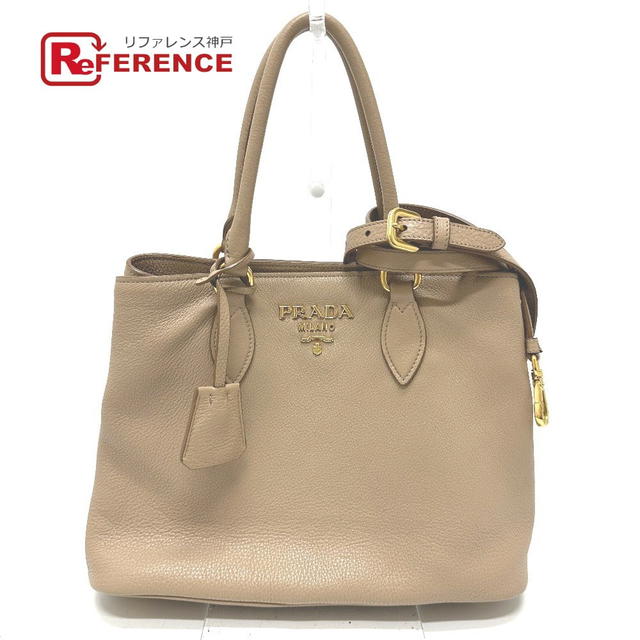 Prada PRADA 1BA058 logo 2WAY Hand Bag Leather Beige - view 1