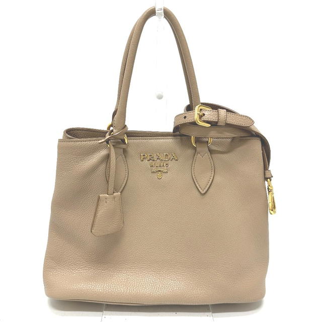 Prada PRADA 1BA058 logo 2WAY Hand Bag Leather Beige - view 2