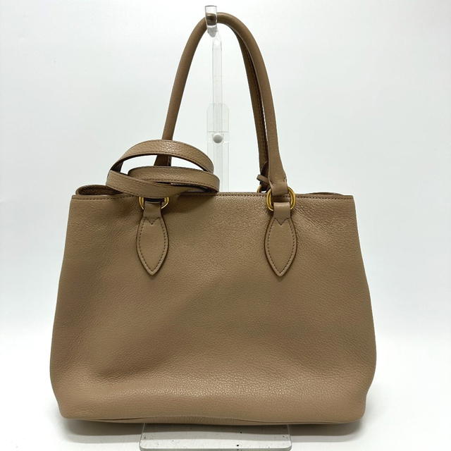 Prada PRADA 1BA058 logo 2WAY Hand Bag Leather Beige - view 3