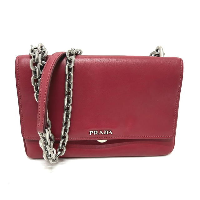 Prada PRADA 1BD009 logo Chain Bag Crossbody Shoulder Bag Shoulder Bag Leather Red - view 2