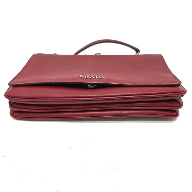 Prada PRADA 1BD009 logo Chain Bag Crossbody Shoulder Bag Shoulder Bag Leather Red - view 4