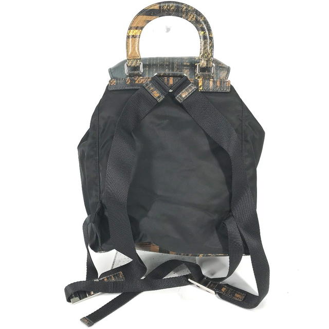Prada PRADA 1BZ038 triangle logo plate check backpack bag drawstring bag Backpack - view 2