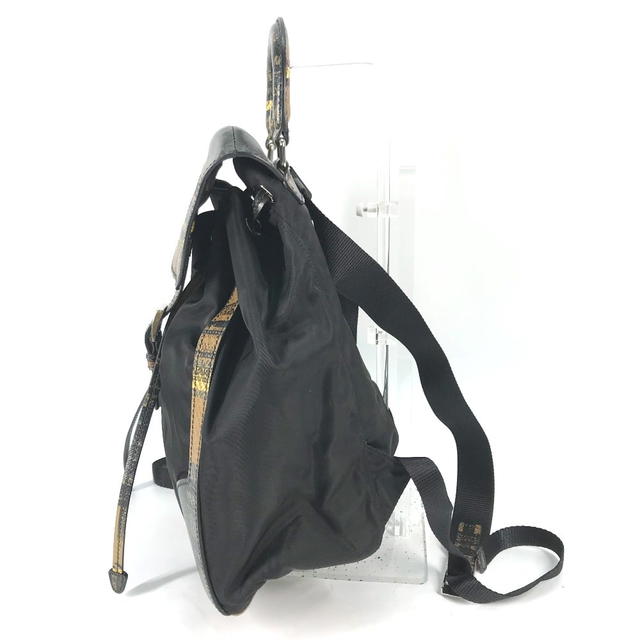 Prada PRADA 1BZ038 triangle logo plate check backpack bag drawstring bag Backpack - view 3
