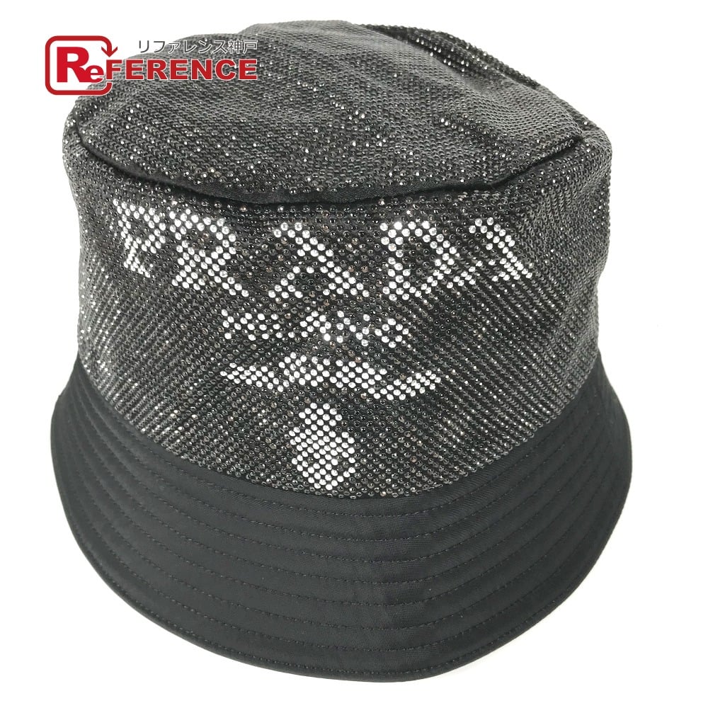Prada PRADA 1HC137 Logo studs hat bucket hat bob hat Nylon Black/BrownBased Unused