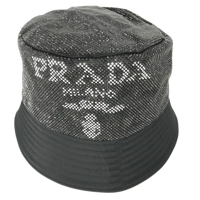 Prada PRADA 1HC137 Logo studs hat bucket hat bob hat Nylon Black/BrownBased Unused - view 2