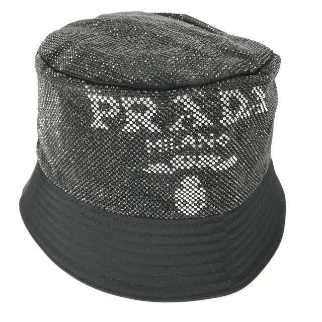Prada PRADA 1HC137 Logo studs hat bucket hat bob hat Nylon Black/BrownBased Unused - view 3