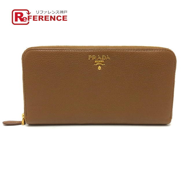 Prada PRADA 1M0506 logo Zip Around Long Wallet Leather Brown/GoldHardware - view 1