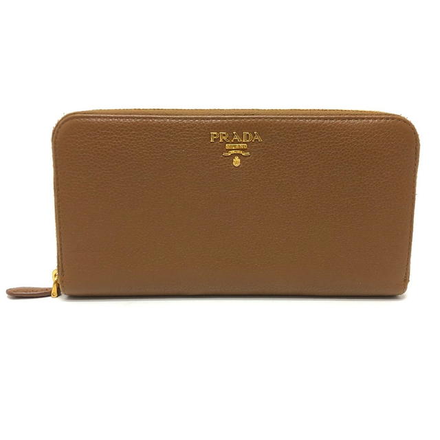Prada PRADA 1M0506 logo Zip Around Long Wallet Leather Brown/GoldHardware - view 2