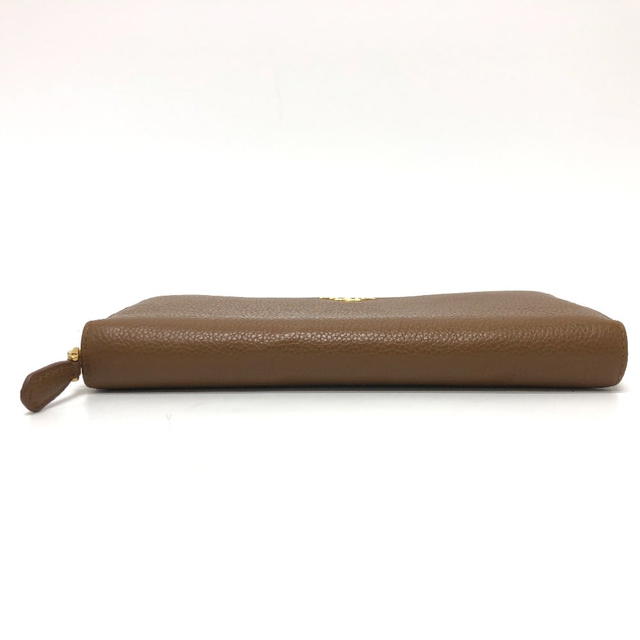 Prada PRADA 1M0506 logo Zip Around Long Wallet Leather Brown/GoldHardware - view 5